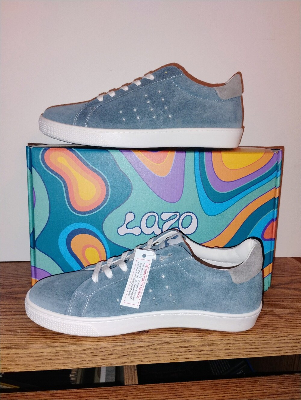 Lazo Halo Light Blue Suede Low-Top Sneakers with White Sole